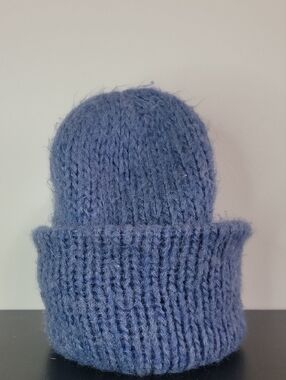 Aris Blue Knit Beanie Hat